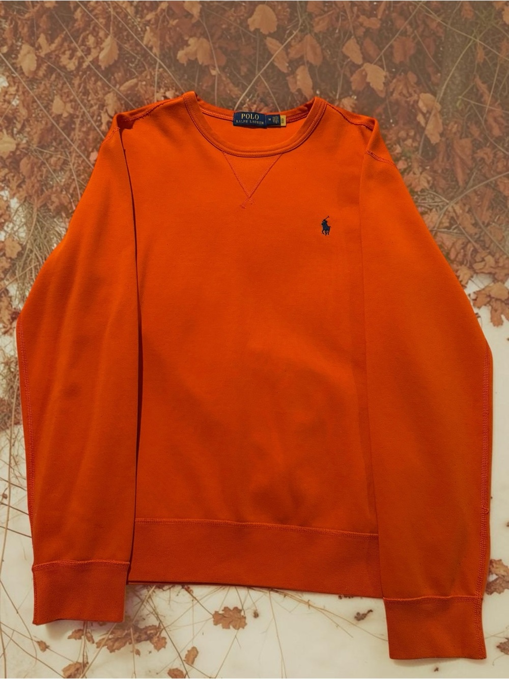 Ralph Lauren Orange Crewneck Sweatshirt with Navy Pony